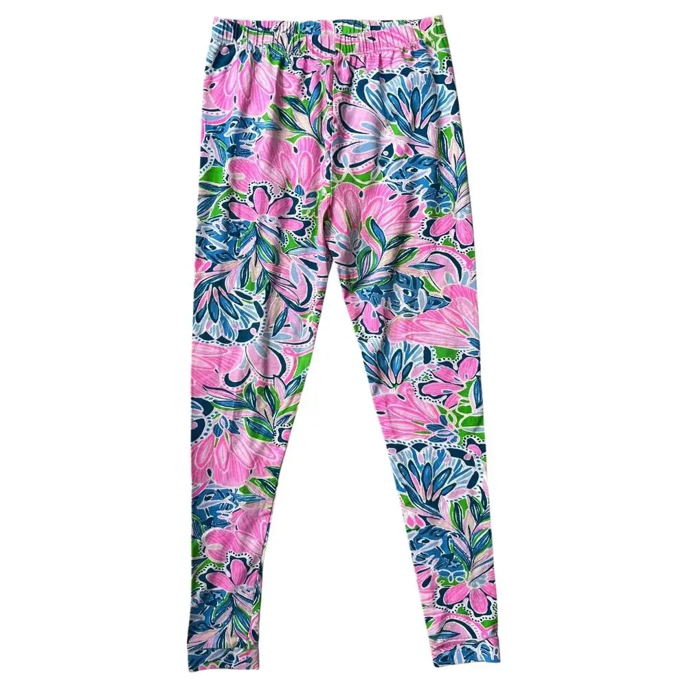 Lilly Pulitzer Long Sleeve Pajamas PJ's Tiger Sunrise Pink Blue Green Girls 12